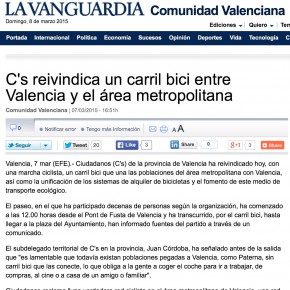 C's reivindica un carril bici entre Valencia y el área metropolitana